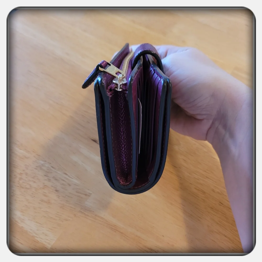 EUC Coach Brown Metallic Berry Medium Corner Zip Wallet